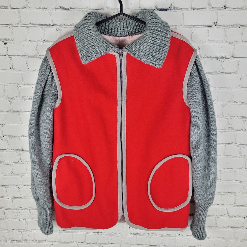 VINTAGE | wool & knit zip satin lined jacket